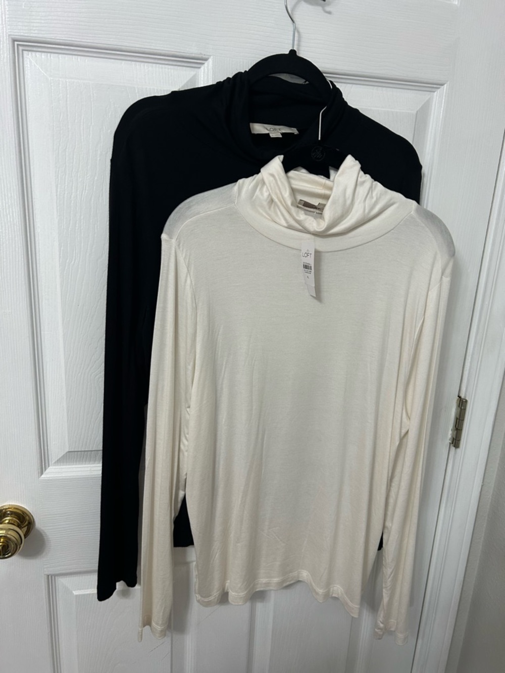 LOFT Cream Lightweight Turtleneck Top